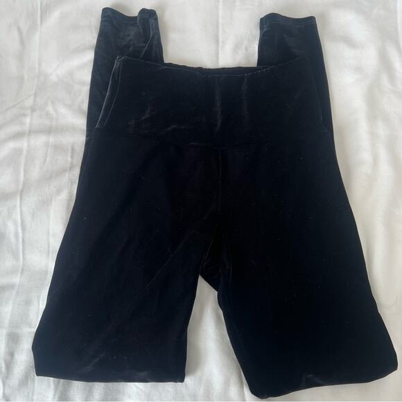 Goldsheep Black Velour Velvet Full Length Long Leggings S - Picture 2 of 4